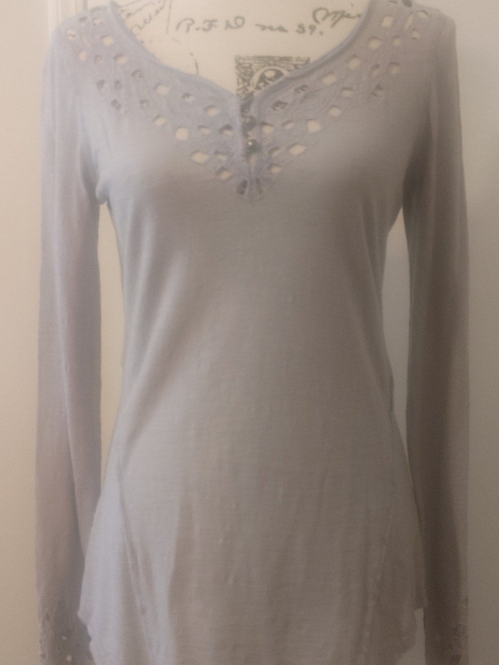 Free People Lilac Long Sleeve Cutout V-Neck Top